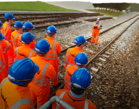 Workers on track